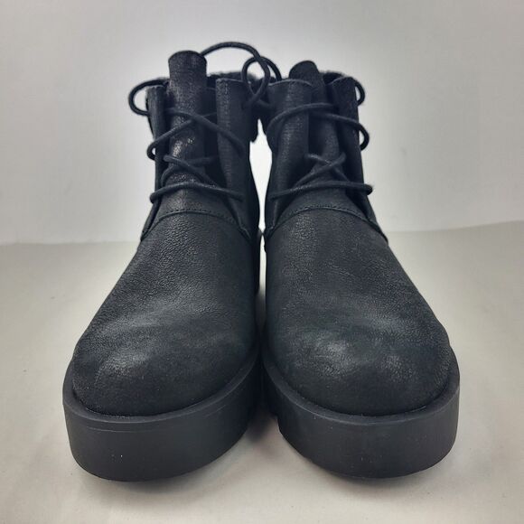 Eileen Fisher Kenille Genuine Shearling Trim Wedge Bootie Black Size 8 - Picture 6 of 11